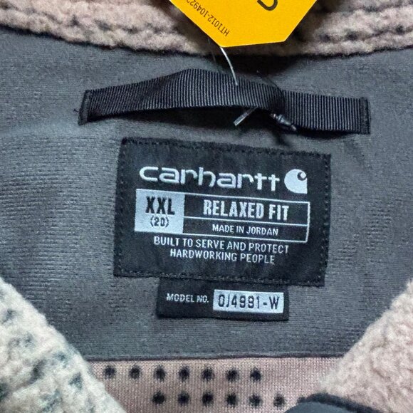 Carhartt Women’s Fleece Pullover Relaxed Fit Geo Aztec Warm Taupe Size XXL / 2XL - Picture 11 of 13